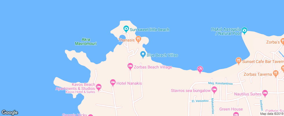 Отель Blue Beach Villas & Apartments на карте Греции