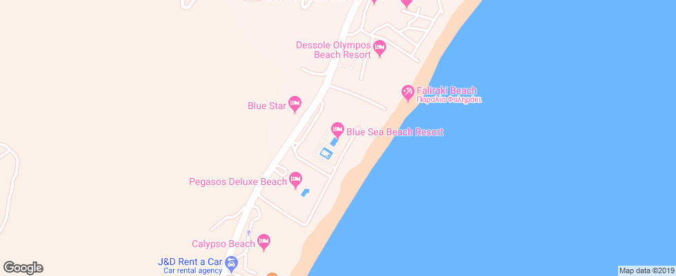 Отель Blue Sea Beach на карте Греции