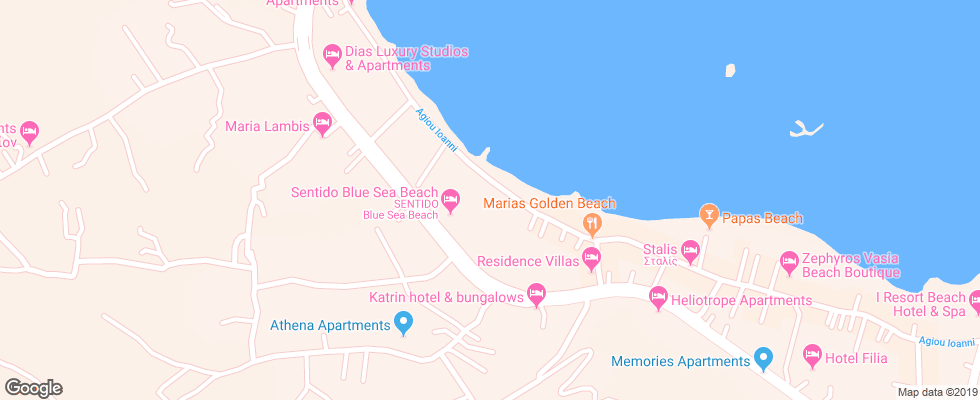Отель Blue Sea Village Resort & Spa на карте Греции