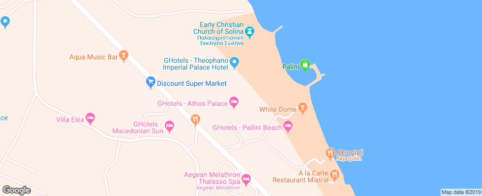 Отель Bomo Athos Palace Hotel на карте Греции
