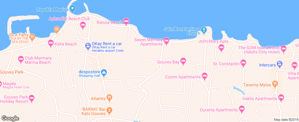 Отель Bomo Gouves Bay на карте Греции