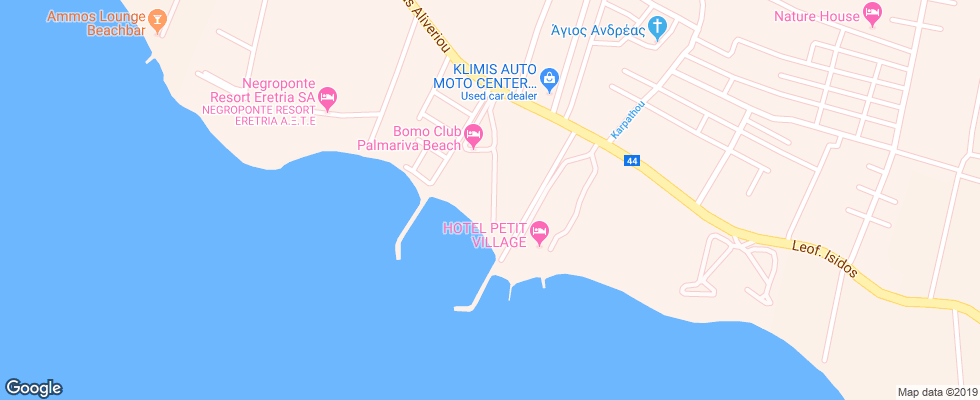 Отель Bomo Palmariva Beach на карте Греции