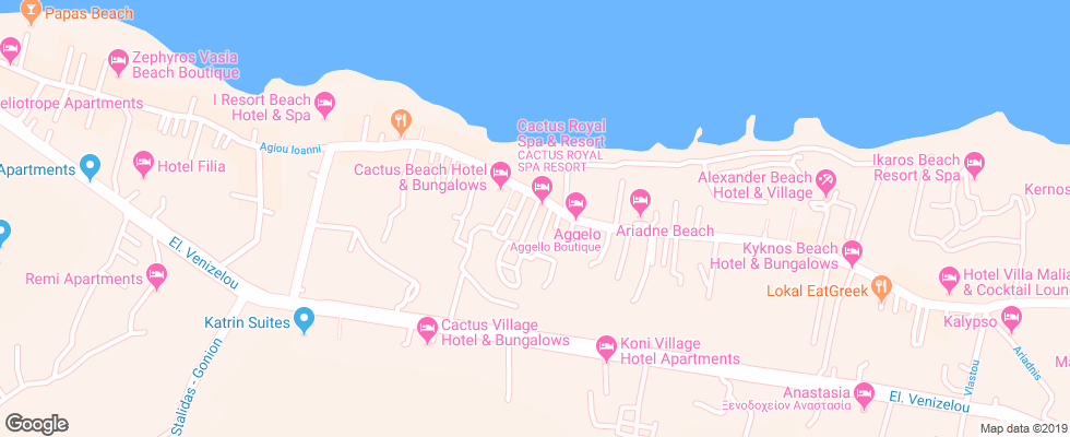 Отель Cactus Beach Hotel на карте Греции