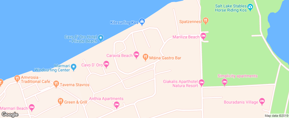 Отель Caravia Beach на карте Греции
