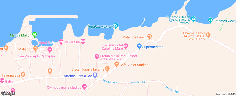Отель Carolina Mare на карте Греции