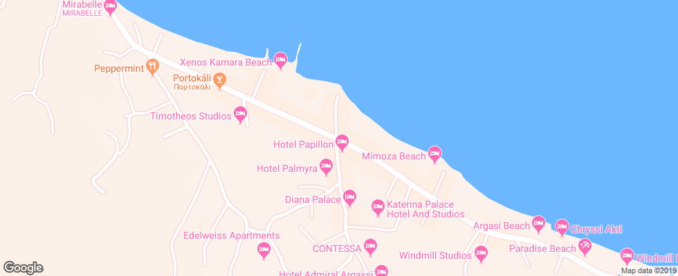 Отель Castello Beach на карте Греции