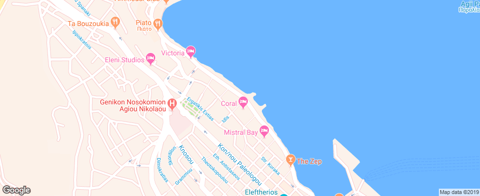Отель Coral Hotel на карте Греции