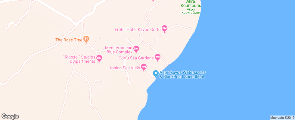 Отель Corfu Sea Garden Kavos на карте Греции