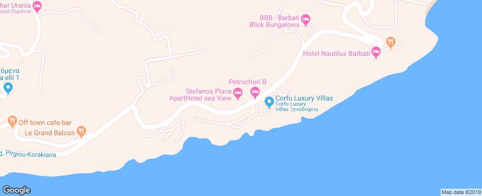 Отель Corfu Secret на карте Греции