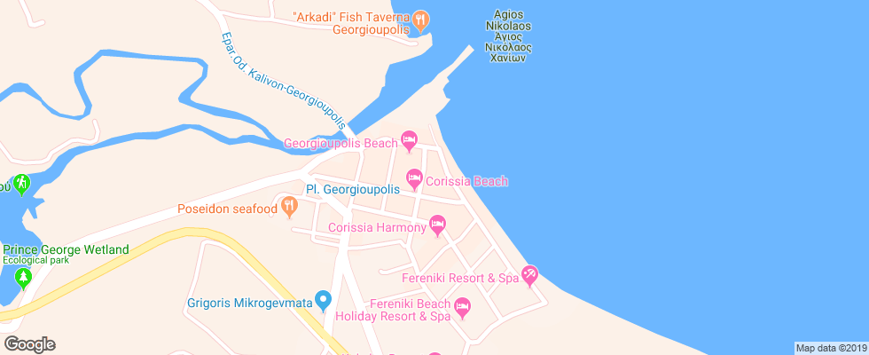 Отель Corissia Beach на карте Греции