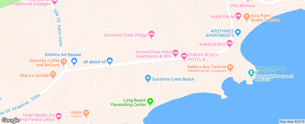 Отель Coriva Beach Hotel на карте Греции