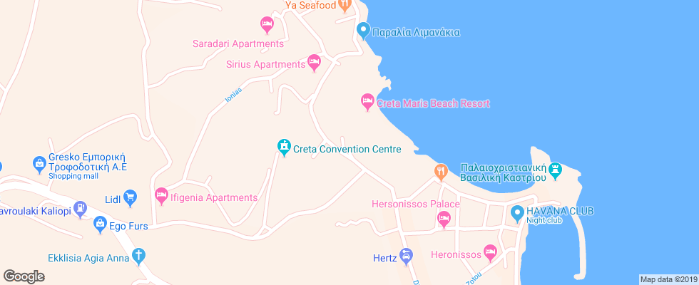 Отель Creta Maris Beach Resort на карте Греции