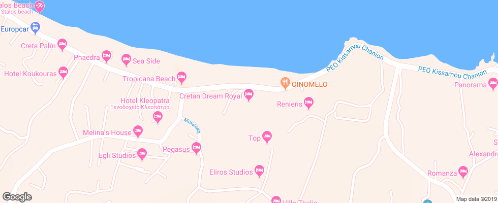 Отель Cretan Dream Royal на карте Греции