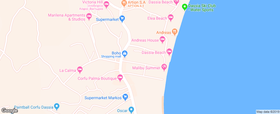Отель Dassia Beach на карте Греции