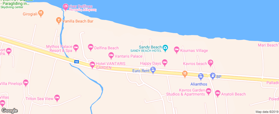 Отель Delfina Beach на карте Греции