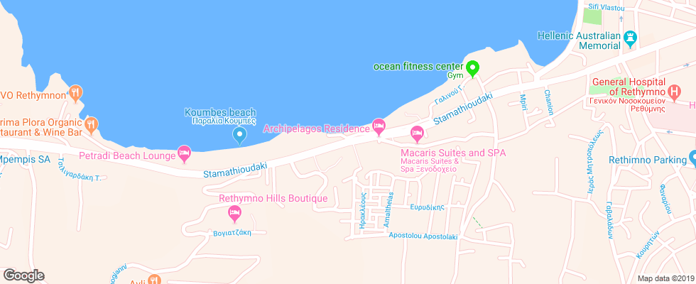 Отель Delfini Beach на карте Греции