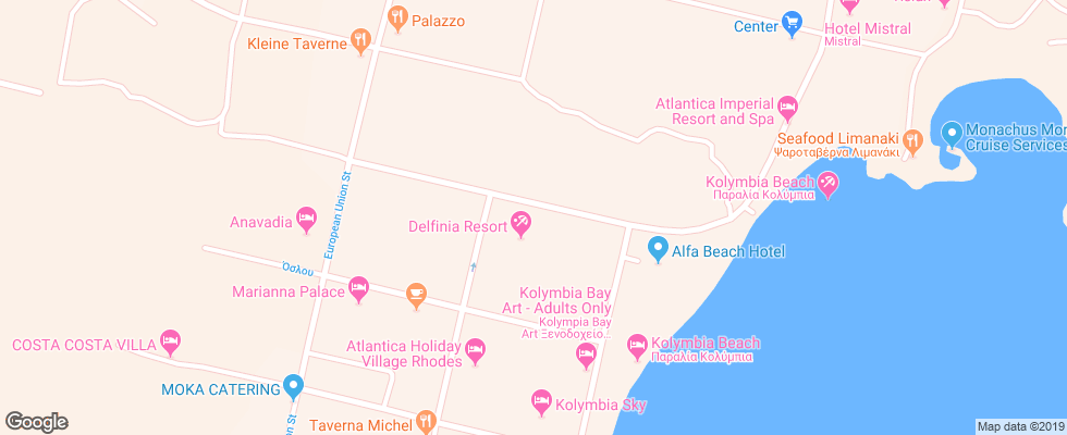 Отель Delfinia Resort на карте Греции