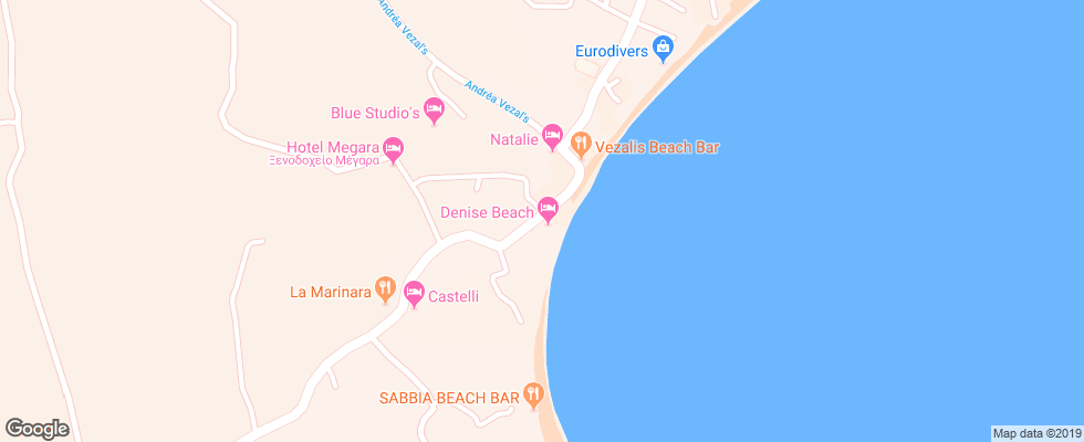 Отель Denise Beach на карте Греции