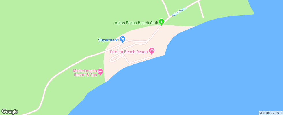 Отель Dimitra Beach на карте Греции