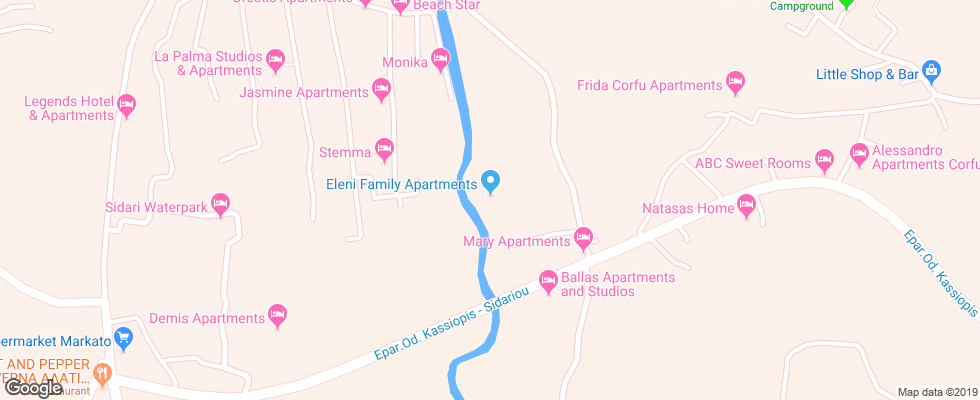 Отель Eleni Family Apartments на карте Греции