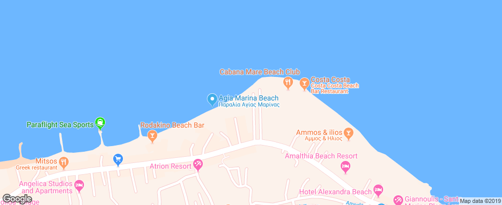 Отель Elia Agia Marina на карте Греции