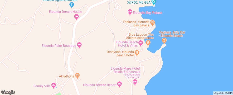 Отель Elounda Beach на карте Греции