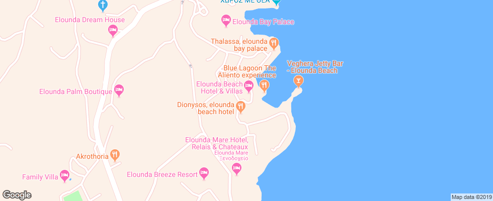 Отель Elounda Beach Hotel Exclusive Club на карте Греции