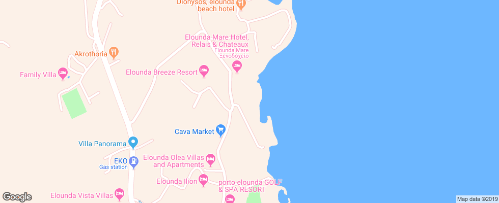 Отель Elounda Beach Premium Club на карте Греции
