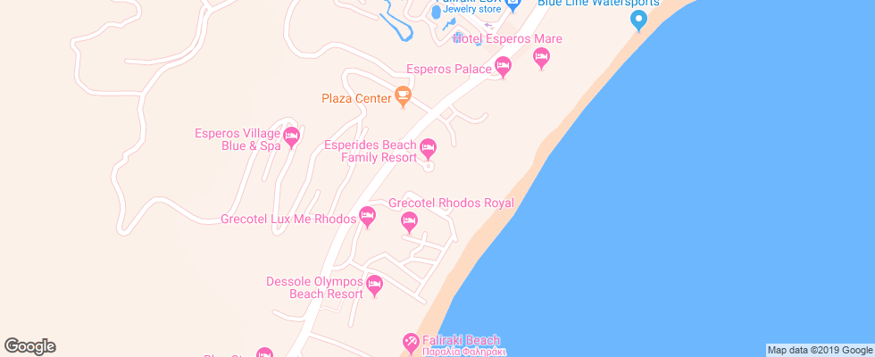 Отель Esperides Beach на карте Греции
