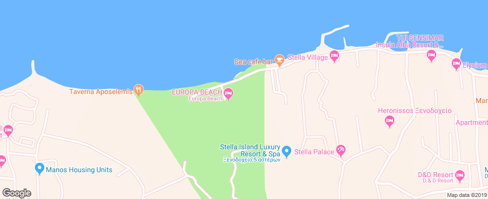 Отель Europa Beach Hotel на карте Греции