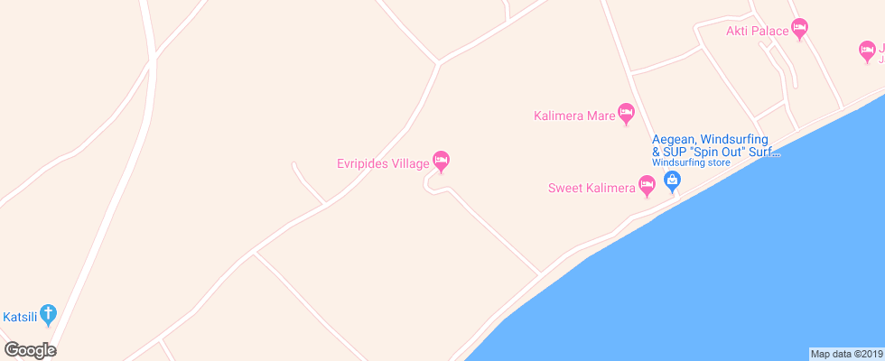 Отель Evripides Village на карте Греции
