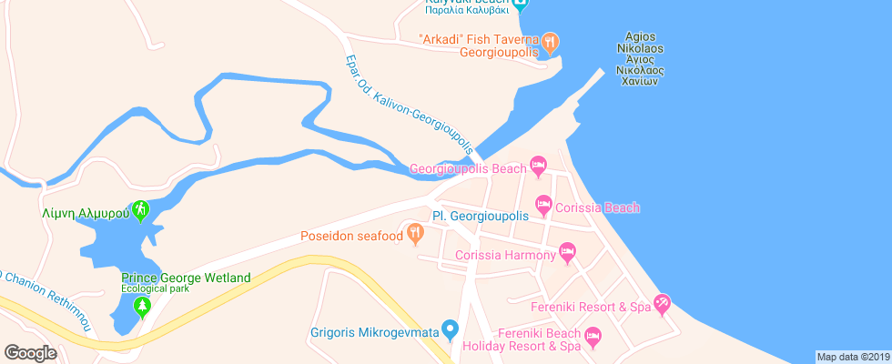 Отель Georgioupolis Beach на карте Греции