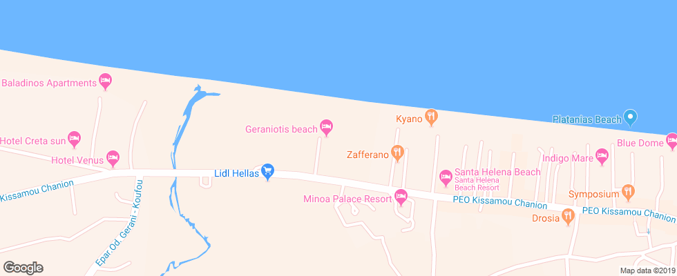 Отель Geraniotis Beach на карте Греции