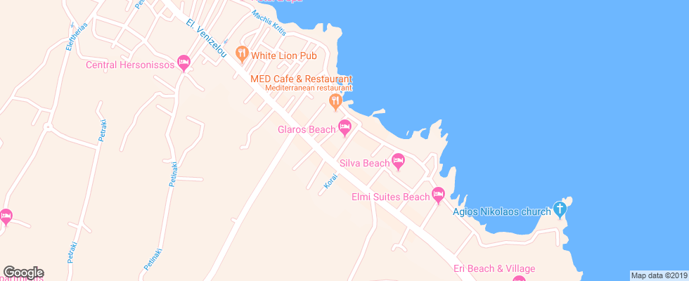 Отель Glaros Beach Hotel на карте Греции