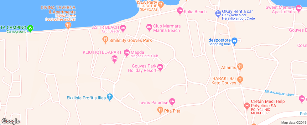 Отель Gouves Park Holiday Resort на карте Греции