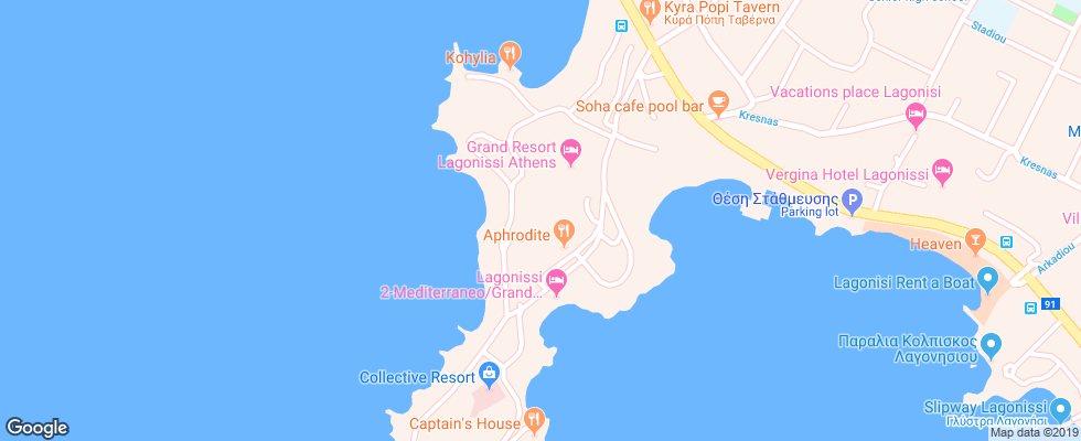 Отель Grand Resort Lagonissi на карте Греции
