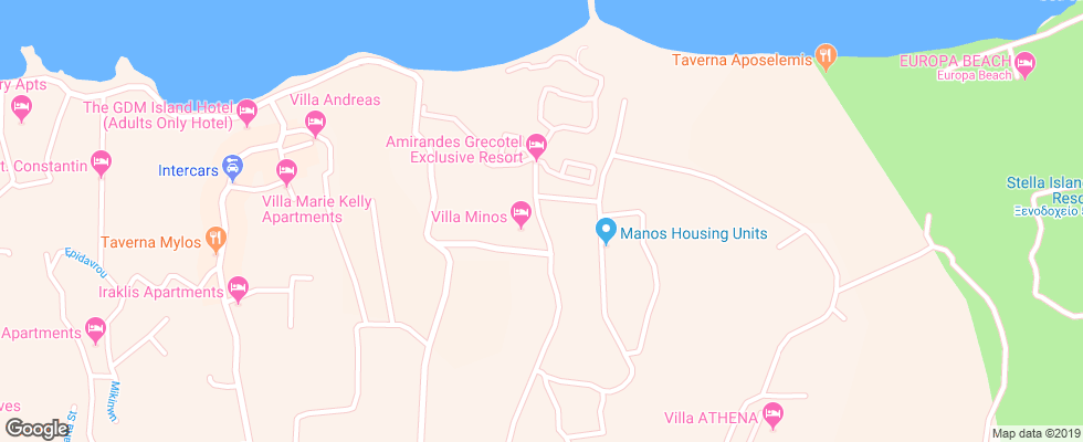 Отель Grecotel Amirandes на карте Греции