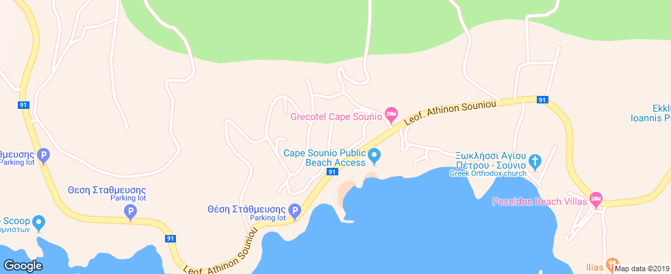 Отель Grecotel Cape Sounio на карте Греции