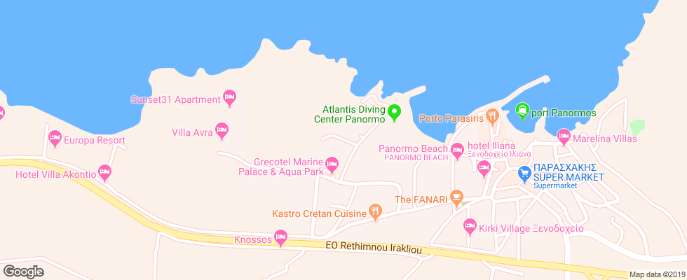 Отель Grecotel Club Marine Palace на карте Греции