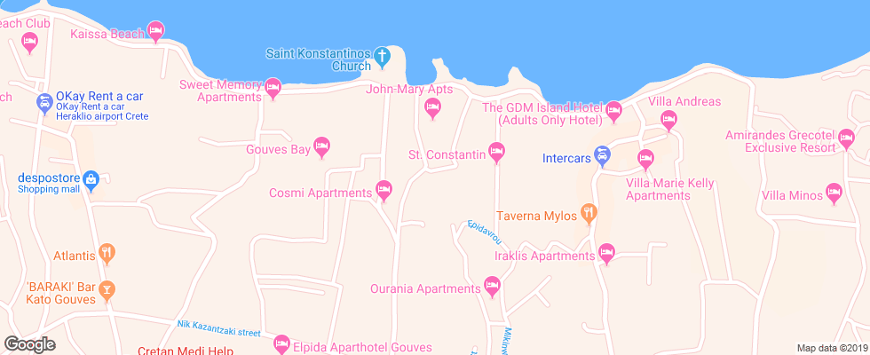 Отель Hara Ilios Village на карте Греции