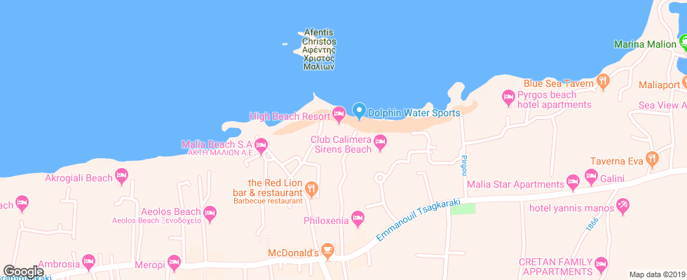 Отель High Beach на карте Греции