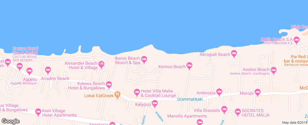 Отель Ikaros Beach Luxury Resort & Spa на карте Греции
