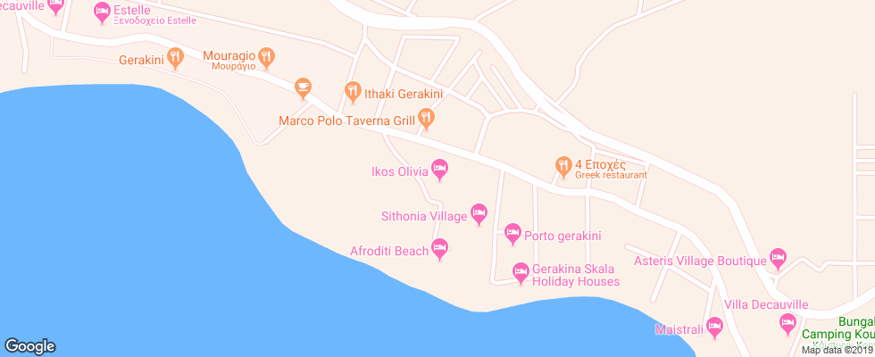 Отель Ikos Olivia на карте Греции
