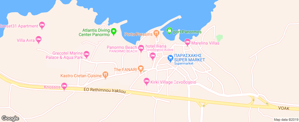 Отель Iliana Hotel & Apartments на карте Греции