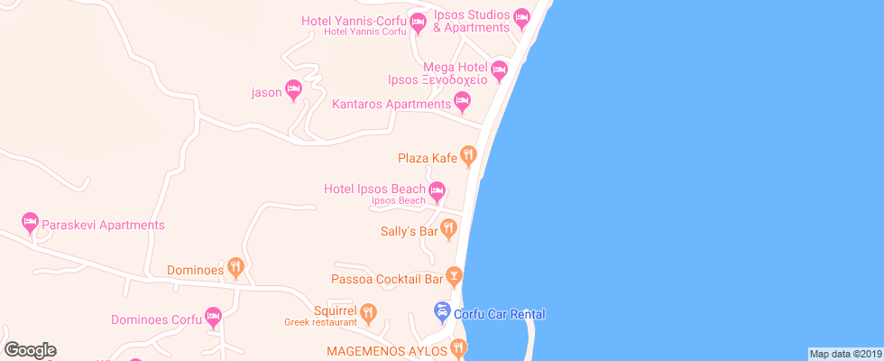 Отель Ipsos Beach на карте Греции