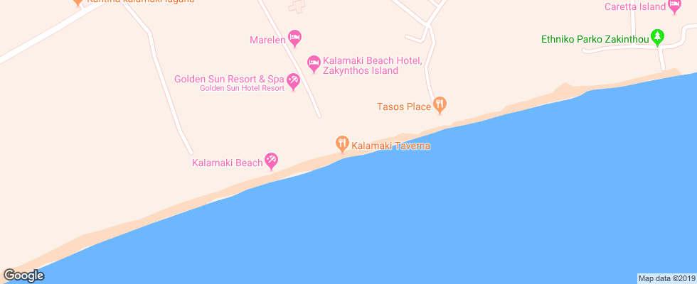 Отель Kalamaki Beach на карте Греции