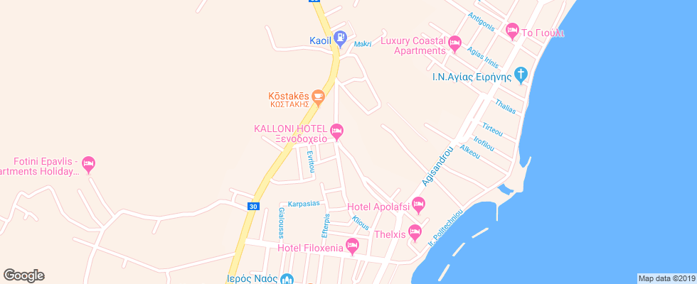 Отель Kalloni на карте Греции