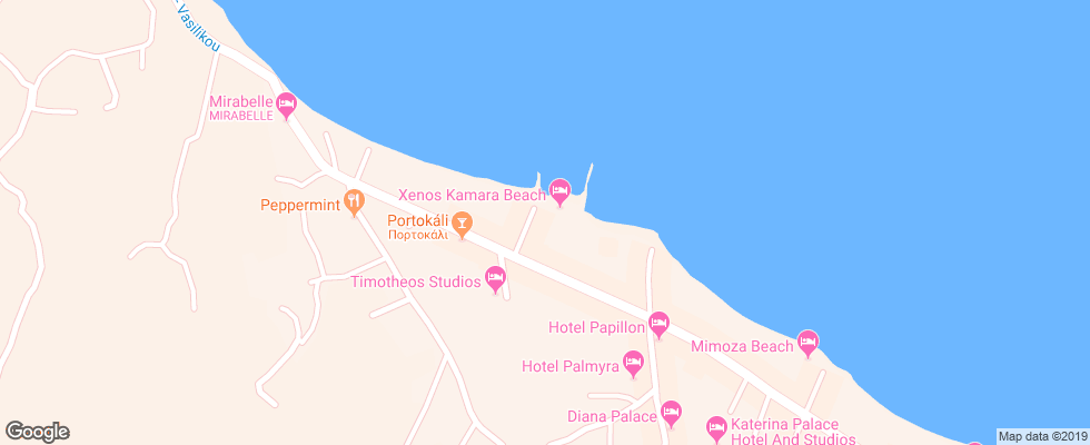 Отель Kamara Beach на карте Греции