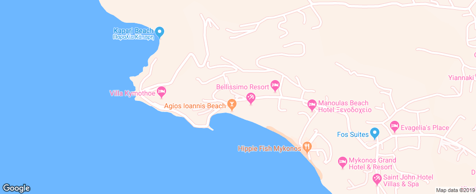 Отель Katikies Mykonos на карте Греции