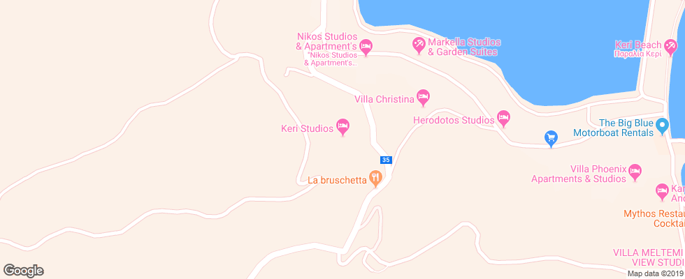 Отель Keri Studios на карте Греции